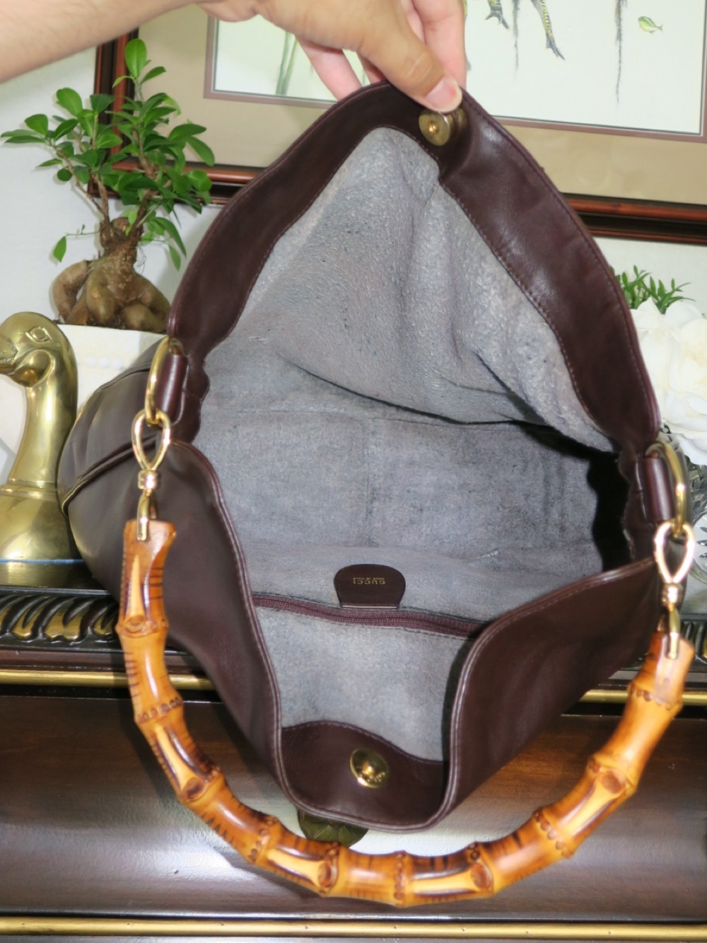 Authentic Vintage Gucci Large Bamboo handle Leather Tote bag - Picture 8 of 12